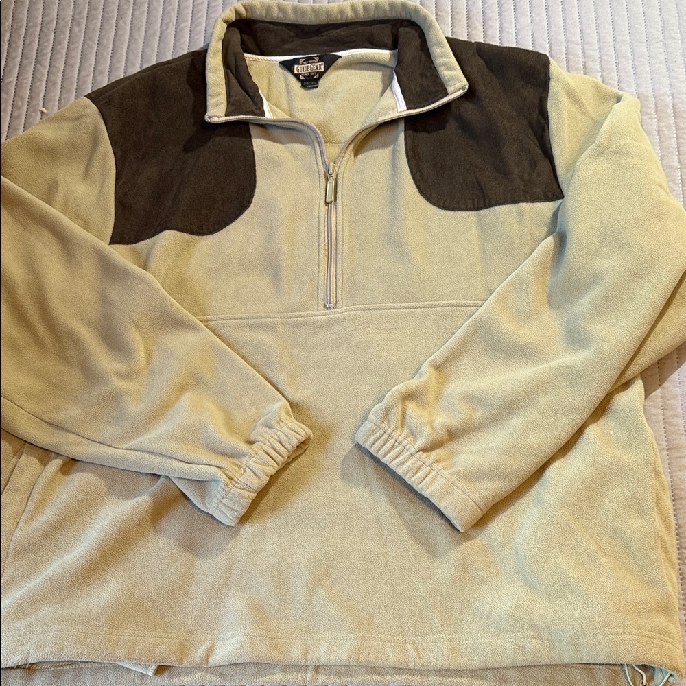Columbia Men's Zip Up Sweater in Cream and Brown